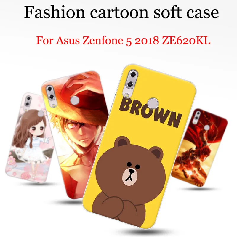2 шт. Мультяшные Чехлы для Asus Zenfone 5 2018 чехол Zenfone5 мягкая задняя крышка ZE620KL