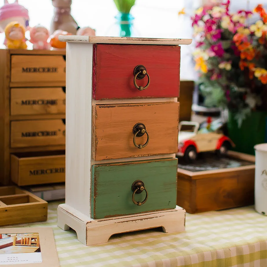 Бесплатная доставка! Деревянные ящики для хранения в винтажном стиле с 3 ящиками