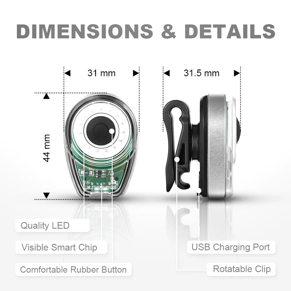 Smart Велосипедный Спорт фонарь зарядка через USB Детская безопасность сигнальная