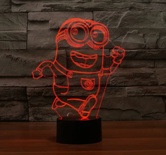 2017 3D Мультфильм Гадкий я Миньоны USB LED Лампы Взволнован Работает маленькие Желтые