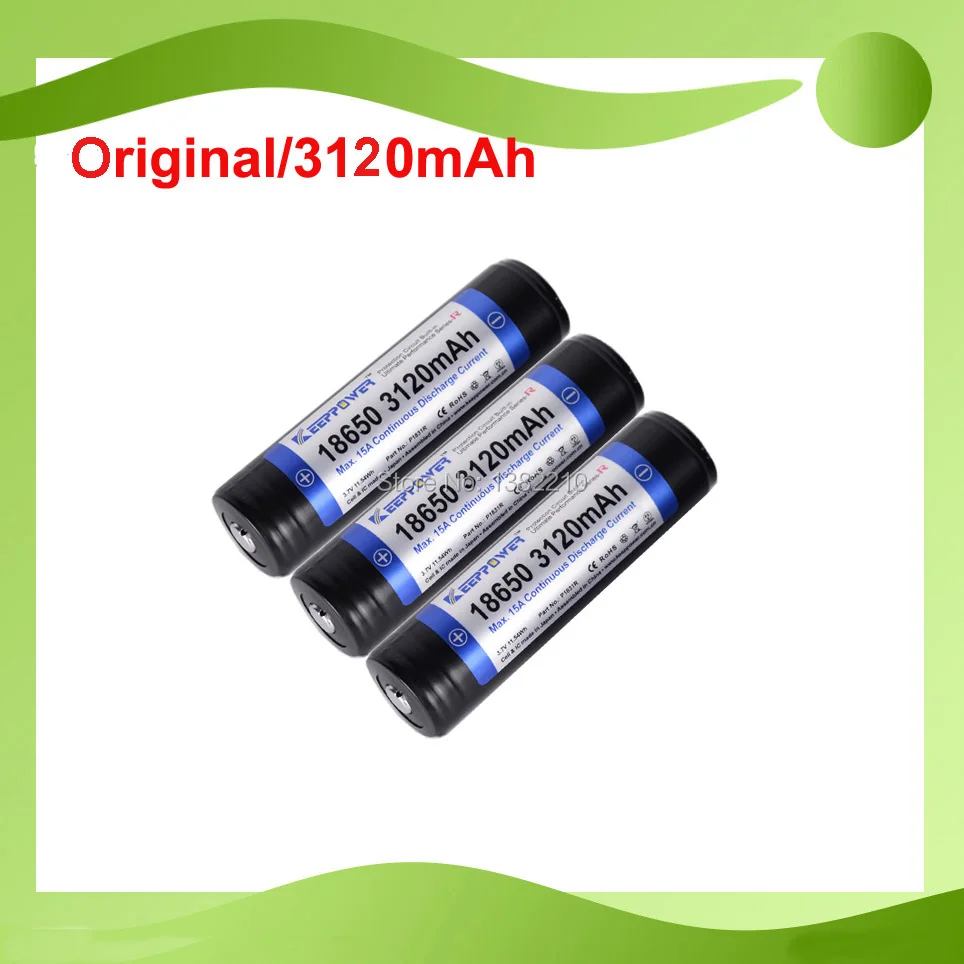 

10PCS/lot 100% Original Keeppower High End PROTECTION 3.7V 18650 3120mAh 15A Discharge LED Torch Battery