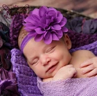 Лента для волос Nishine, однотонная эластичная, 1 шт., Шифоновый Цветок на голову, головной убор для новорожденных, аксессуары для волос