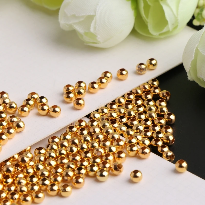 200 шт./компл. 4 мм Позолоченные шариковые античные бусины для ювелирных изделий DIY |