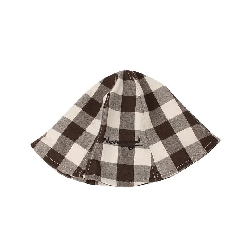 Casual Plaid Baby Hat Cotton Boys Girls Sun Cap Spring Summer Kids Clothes Fashion Girals Bucket Clothing | Детская одежда и обувь