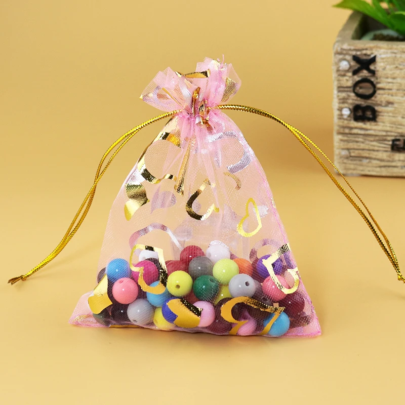 

Розовые подарочные мешочки из органзы, 100 шт./лот, 11x16 см