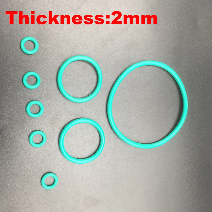 

30pcs 25x2 25*2 26x2 26*2 27x2 27*2 28x2 28*x2 OD*THK Green Fluoro FKM Fluorine Rubber O Ring Washer Washer Oil Seal Gasket