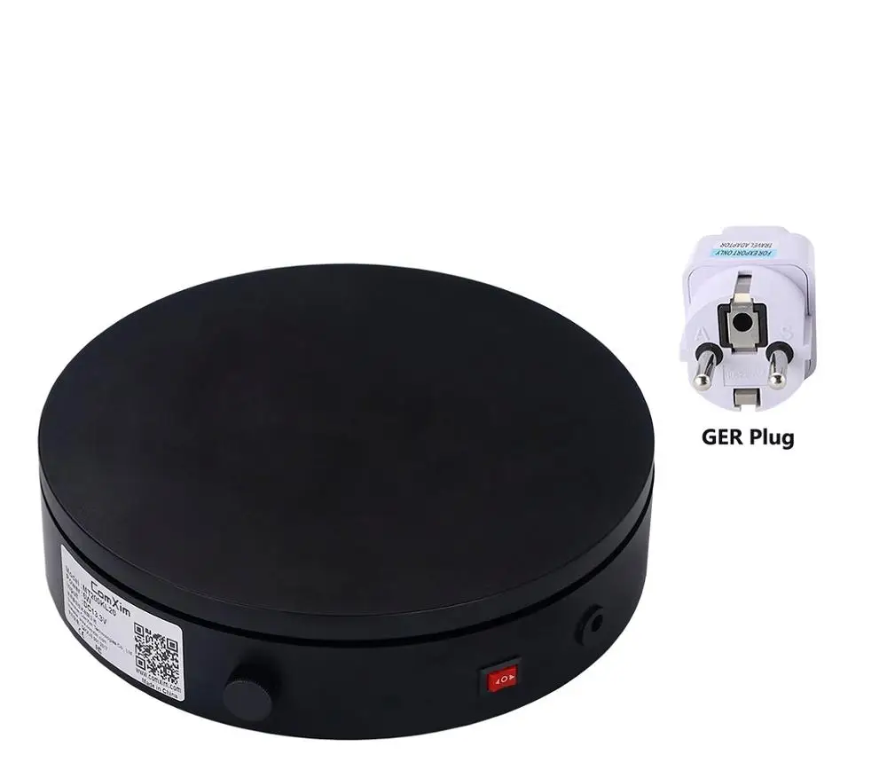 black with GER plug Ручка управления скоростью, 360 градусов Электрический вращающийся портативный поворотный стол для фотографии, стенд для дисплея, съёмка продукта - Цвет: black with GER plug