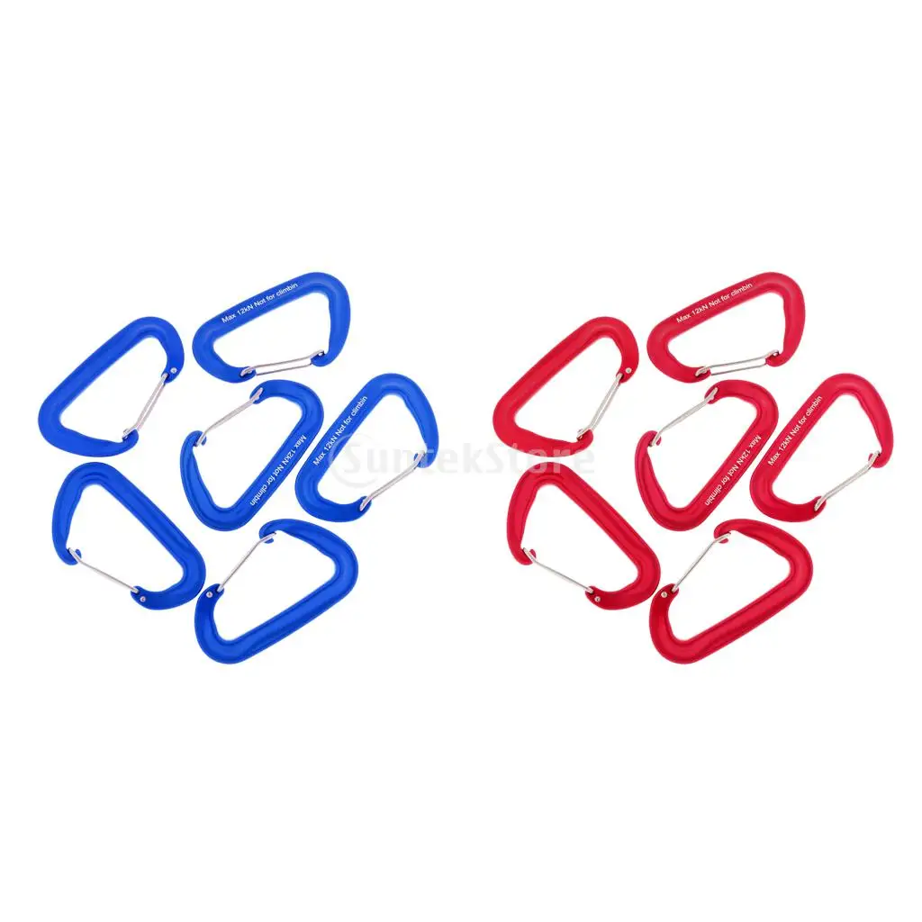 

Прочный пружинный зажим-карабин для рюкзака, гамака, кемпинга, Походное снаряжение, 6 шт./лот, 12 кН/2600 фунтов, красный/синий
