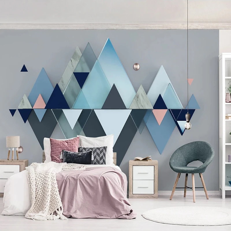

3D Wallpaper Blue Geometric Pattern TV Background Wall Murals Modern Living Room Bedroom Interior Decoration Custom Large Mural