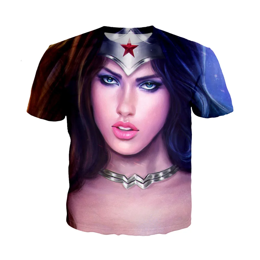 LIASOSO Wonder Woman футболка комиксов Marvel Супермен Бэтмен короткий рукав o-образным