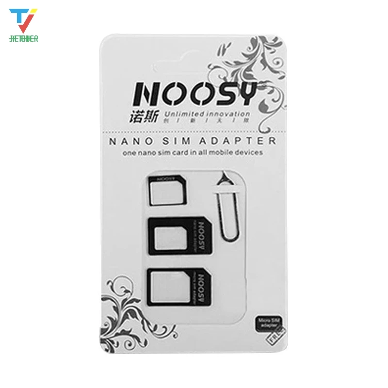 

1000 компл./лот 4 в 1 Noosy Nano Micro SIM адаптер Извлечение Pin для iPhone8 7 с розничной коробкой оптовая продажа дешево