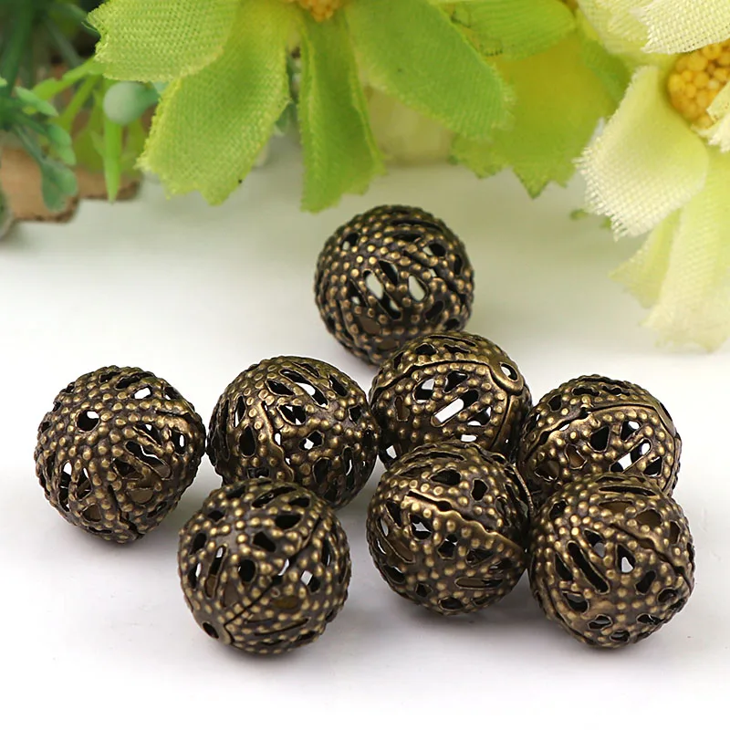 4x4 мм винтажные железные Цветочные Кружевные Полые Шарики металлические шарики