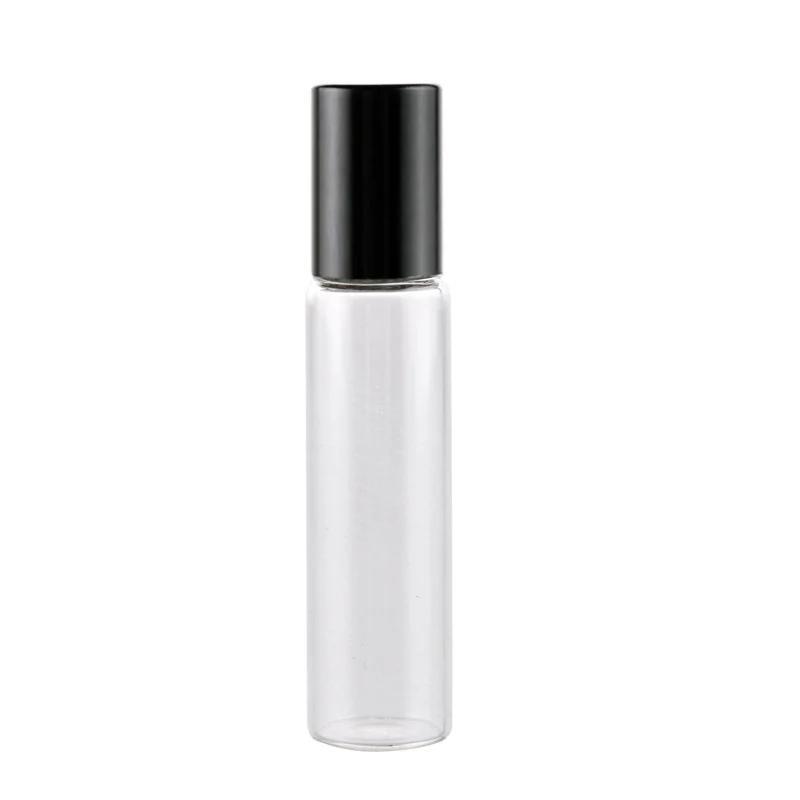 Black 10ml 10 мл мини стеклянный флакон со стальным шариком флаконы для духов с рулоном пустые косметические эфирные масла для путешествий 100 шт./лот - Цвет: Black 10ml