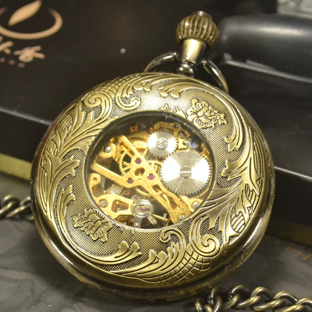 Роскошные модные антикварные Механические карманные часы-скелетоны в стиле