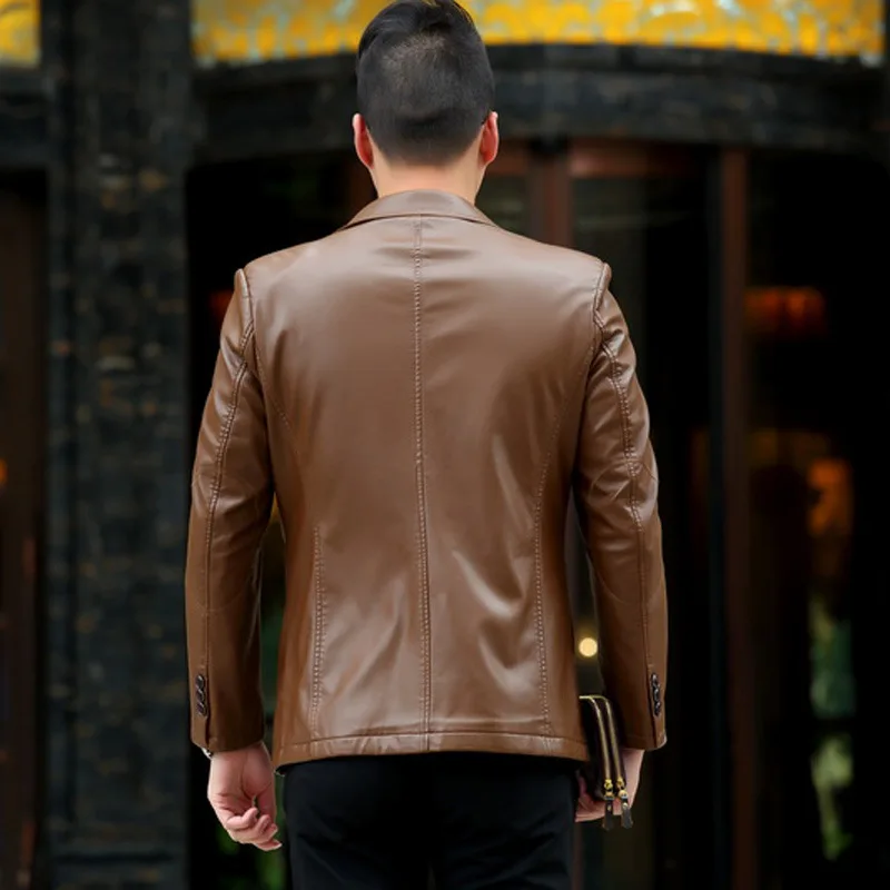 Кожаная мужская куртка весна осень 2020 Jaqueta De Couro Masculina черная тонкая Повседневная