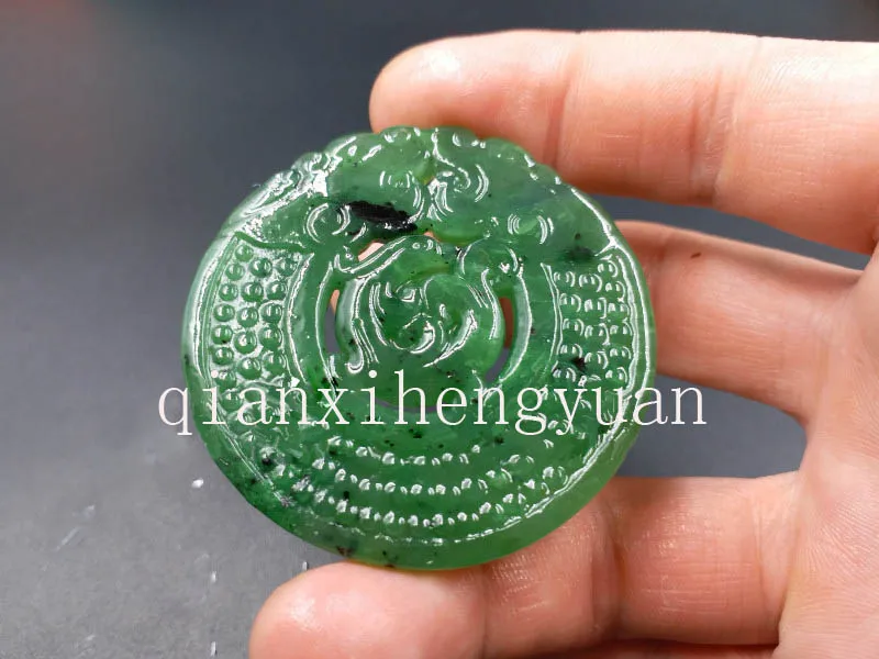 

natural HETIAN jade jasper ssangyong hollow out jade brand pendant China necklace pendants fine jewelry
