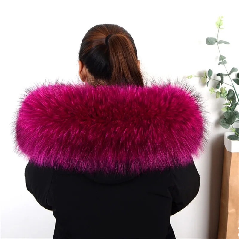 Winter Natural Raccoon Fur Collar Scarves Women Coat Warmer Hood Real Men Muffler Shawl Wraps |