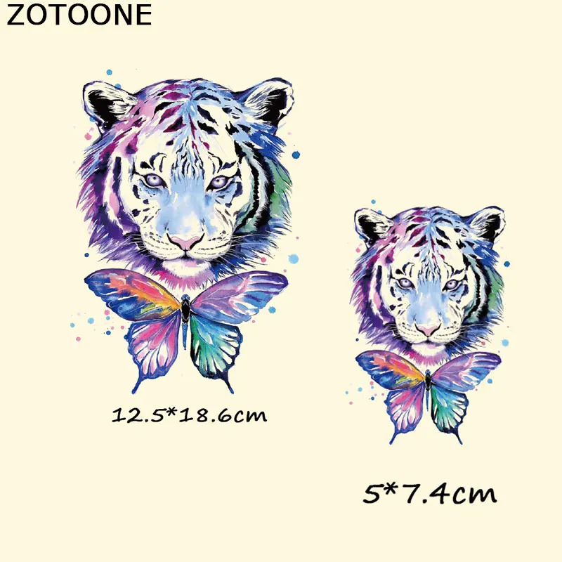 ZOTOONE Тигр бабочка теплопередача виниловые нашивки наклейка утюгом для одежды