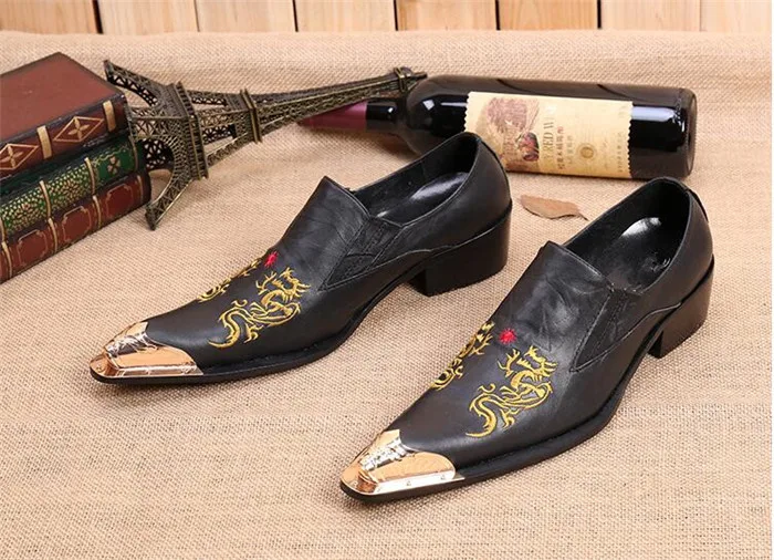 Мужские кожаные туфли с острым носком тиснением|shoes casual|shoes fashionshoes pointed |