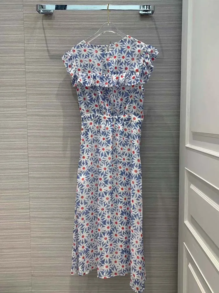 women fashion o-neck print dresses at190194