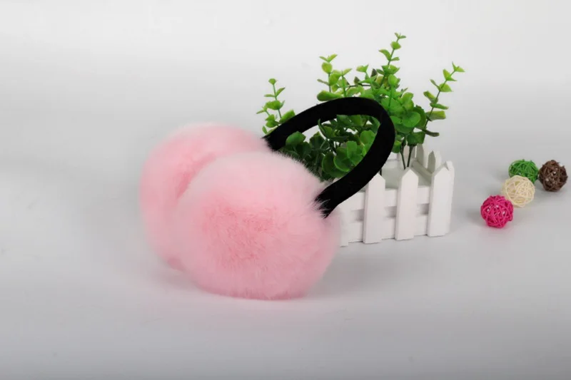 pink Теплые зимние женские наушники, милые плюшевые однотонные наушники после ношения, зимние аксессуары для женщин - Цвет: pink
