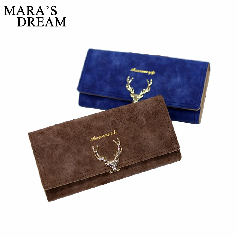 Mara's Dream Deer кошелек женский кожаный винтажный Роскошный со складками черный