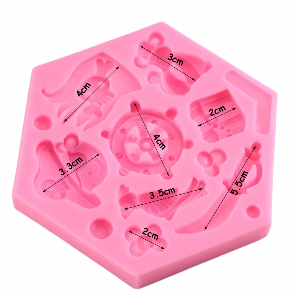 Cartoon 3D One Piece Silicone Mold Bear Anchor Parrot Fondant Candy Chocolate Gumpaste Mould Baby Birthday Cake Decorating Tools | Дом и сад