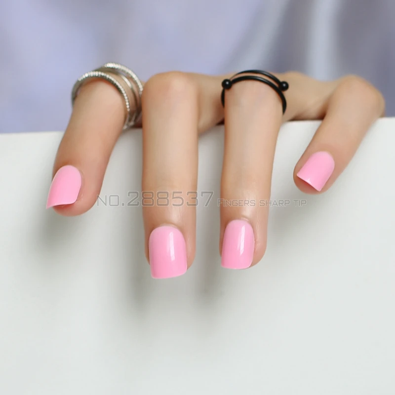Яркие однотонные накладные ногти 24 шт. милая пудра конфеты короткая круглая