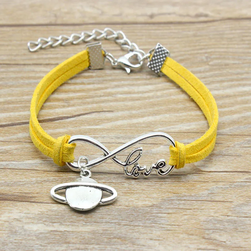 Ретро Бесконечность Символ любовь Сатурн планеты браслет Бархатная веревка