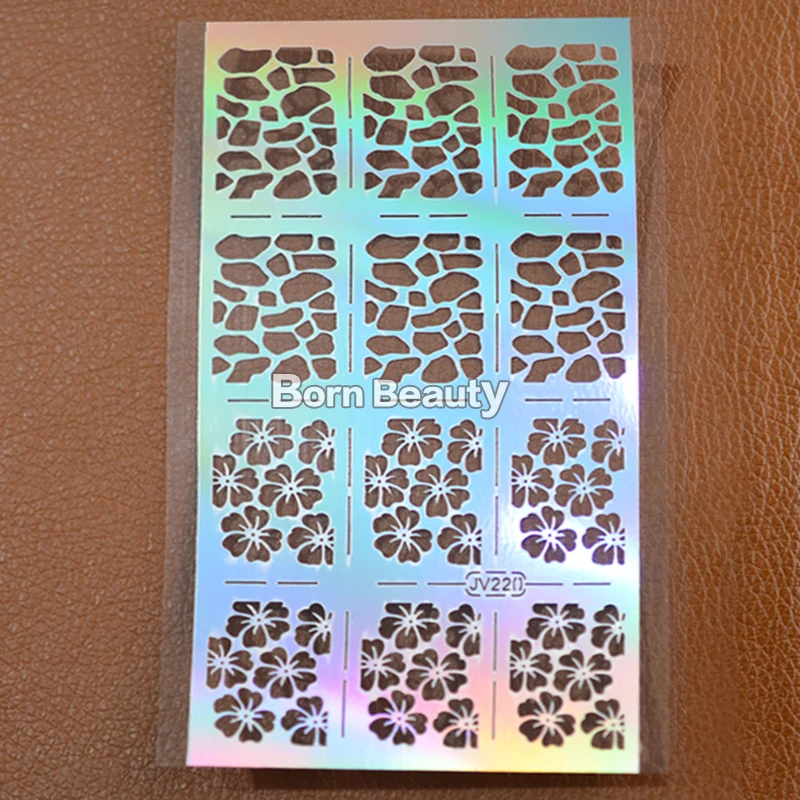 1sheet Silver Hollow Nail Art Template Stencil Stickers Fish Scale Vinyls Image Polish Design Guide Manicure Tools | Красота и