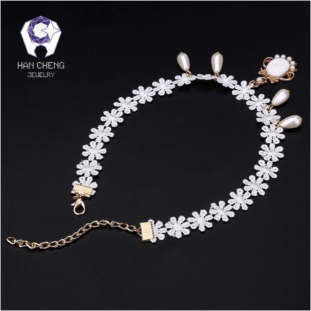HanCheng Новая мода принцесса цветок лента жемчужное колье ожерелье женские