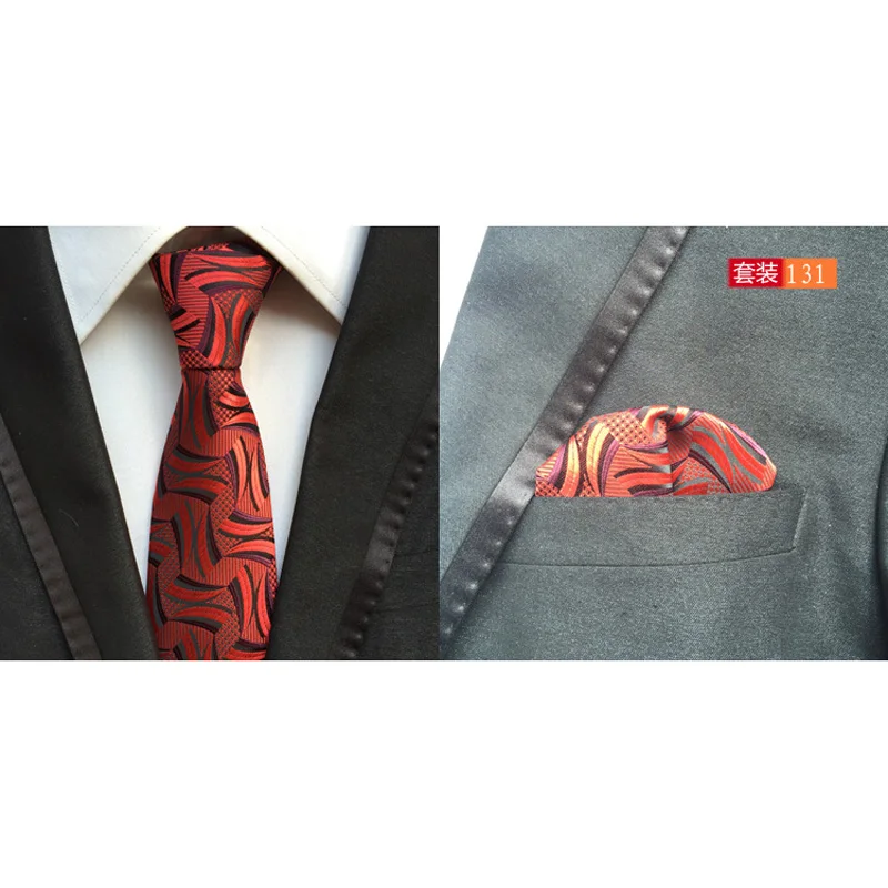 Мужской черный красный галстук в горошек Карманный квадратный носовой платок