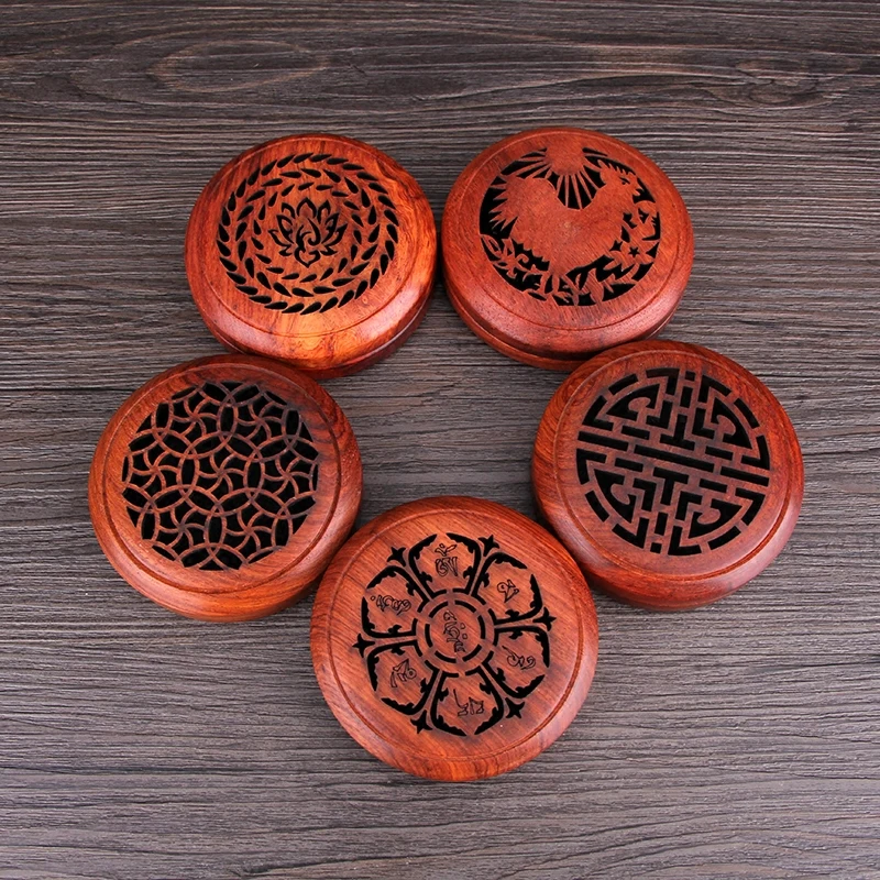 

Wood Zen Incense Burners Incense Holder Incense Coil Box Lying Censer Classical Rosewood Hollow Antique Finish Tea Culture