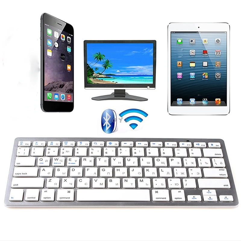 Русская Мини Беспроводная Bluetooth 3 0 тонкая клавиатура для Mac Windows PC Tablet | Компьютеры
