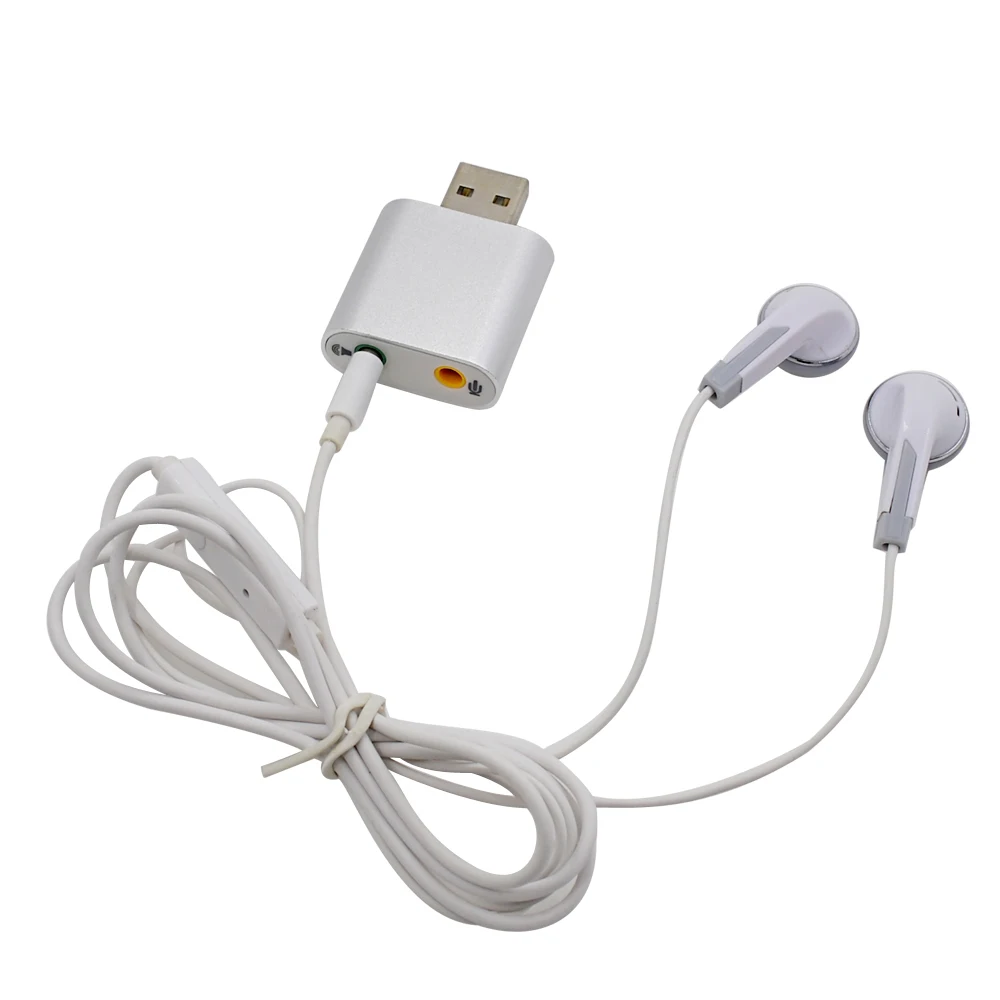 TISHRIC 3D звук USB звуковая карта Внешний 7,1 3,5 мм разъем USB 2,0 для микрофона наушников аудио адаптер для Mac компьютера Android - Цвет: Белый