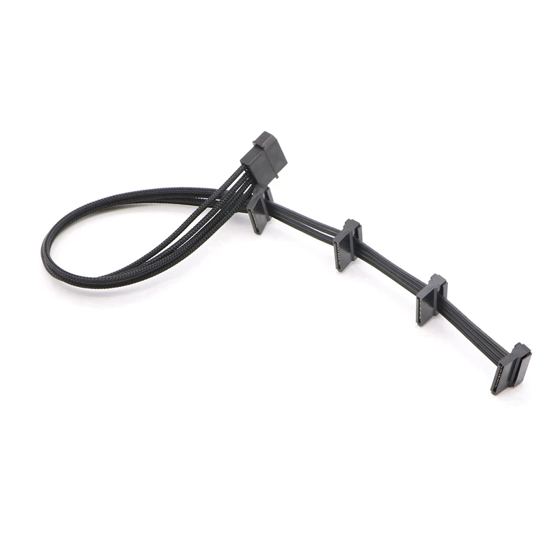 Многоцветная с одним рукавом IDE Molex 4Pin на 4x SATA 15Pin адаптер питания