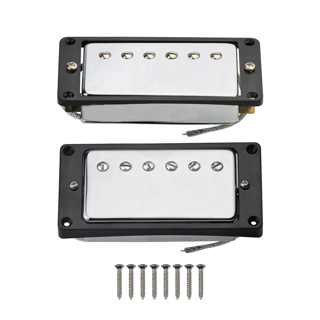 FLEOR набор гриф и мост Alnico 5 Humbucker гитарные пикапы хром с черной изогнутой рамкой