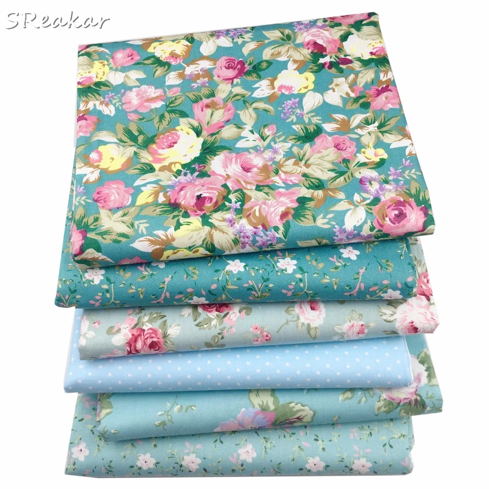 Sraekar Синий Цветочный горошек 100% хлопок ткань по метрам для самостоятельного