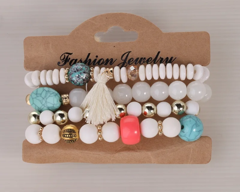 Женский винтажный этнический браслет Find Me длинный с большим бусинами и цветами в