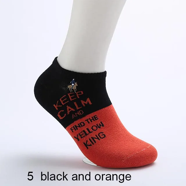 5 pairs orange PIER POLO, крутые мужские носки с английскими буквами, хлопковые мужские носки-лодочки, брендовые весенние и летние цветные модные носки для мужчин - Цвет: 5 pairs orange