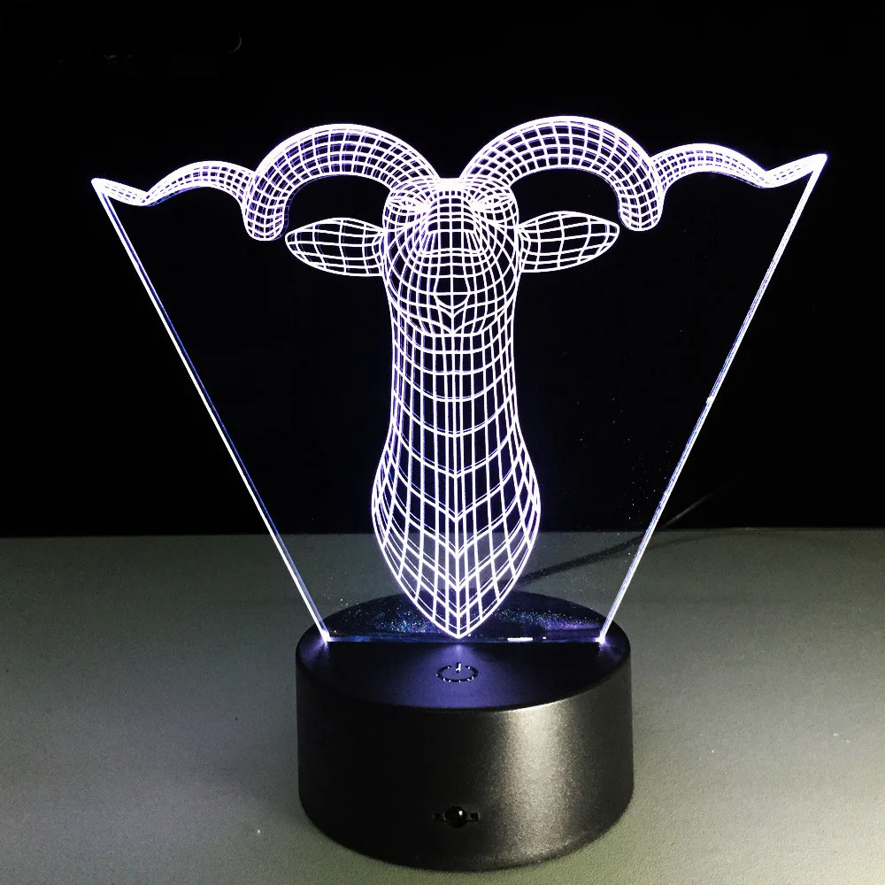 3D лампа в виде животных 7 цветов новинка светодиодная лавы ночник домашняя
