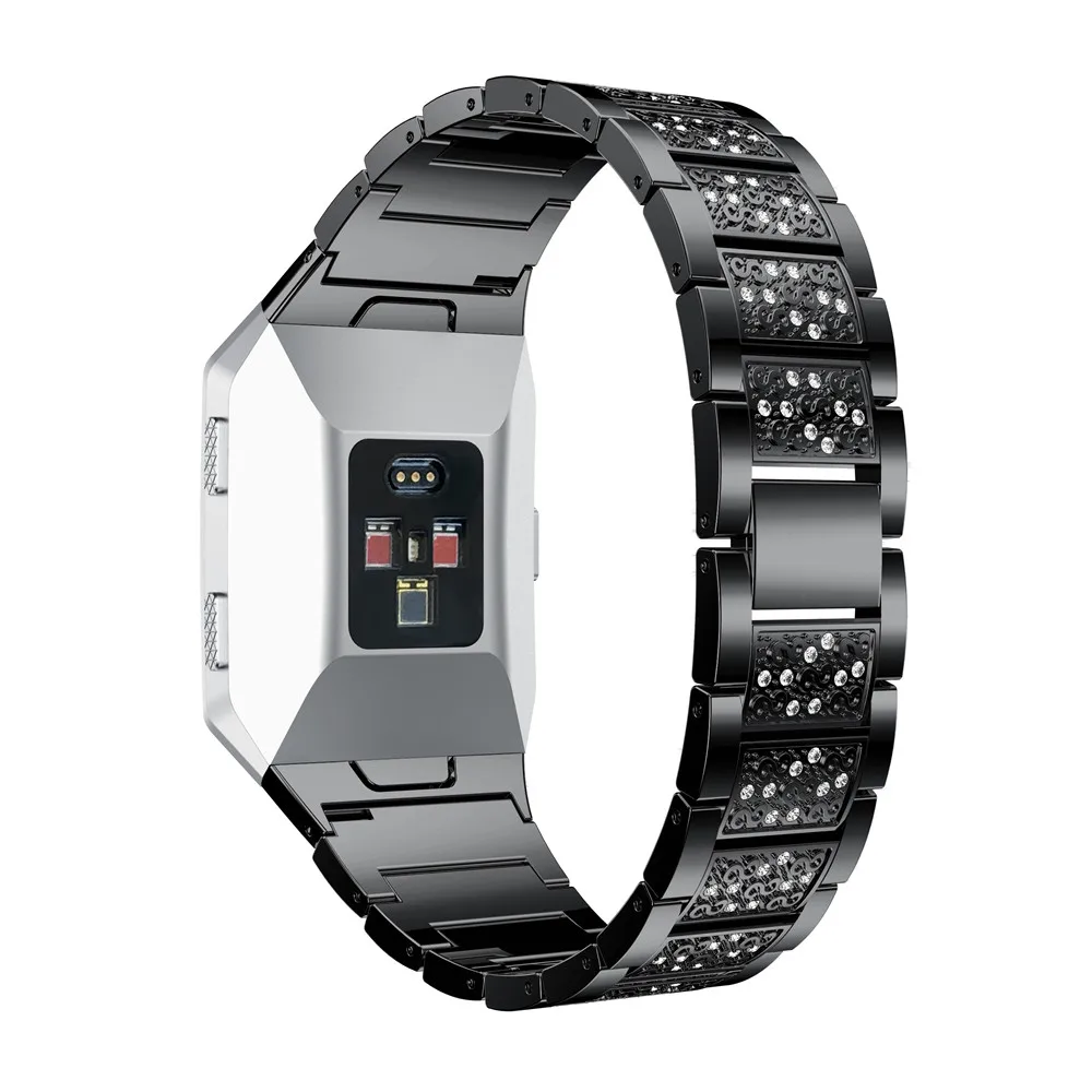 Черный Роскошный ремешок из кристаллического сплава для Fitbit ионных ремешков, умные аксессуары, сменный Браслет, умные часы с бриллиантом - Цвет ремешка: Черный
