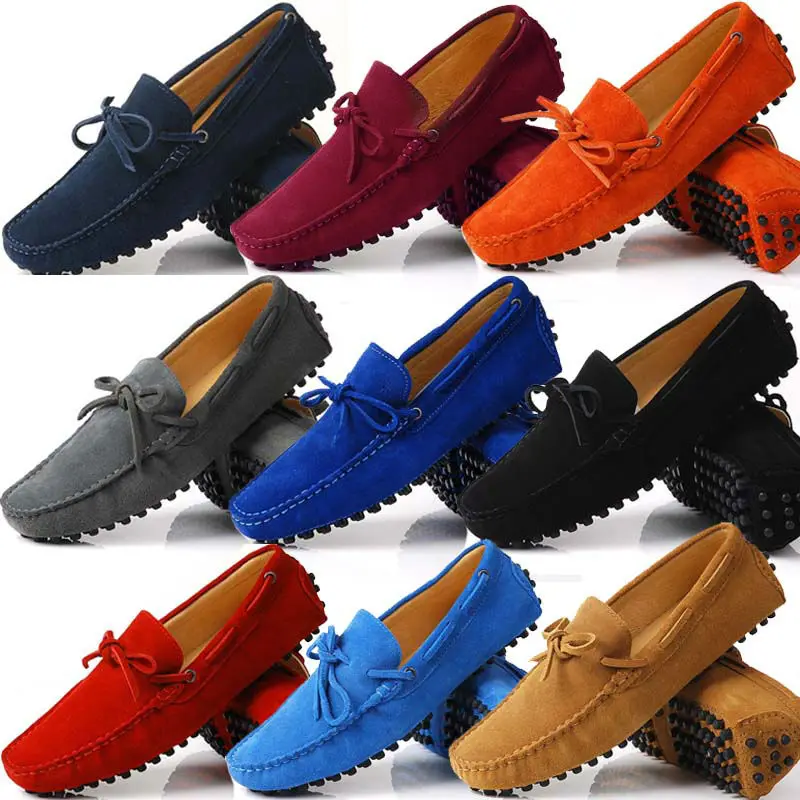 Мужские замшевые лоферы без застежки повседневные Мокасины с кисточками для