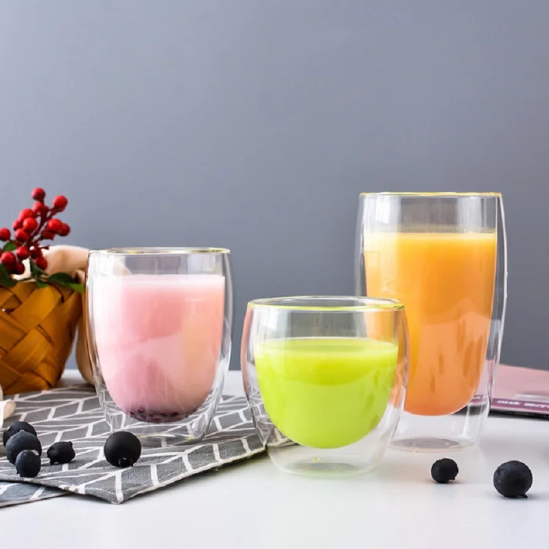 Стеклянная кофейная кружка с двойной стенкой силиконовой крышкой чай Матча