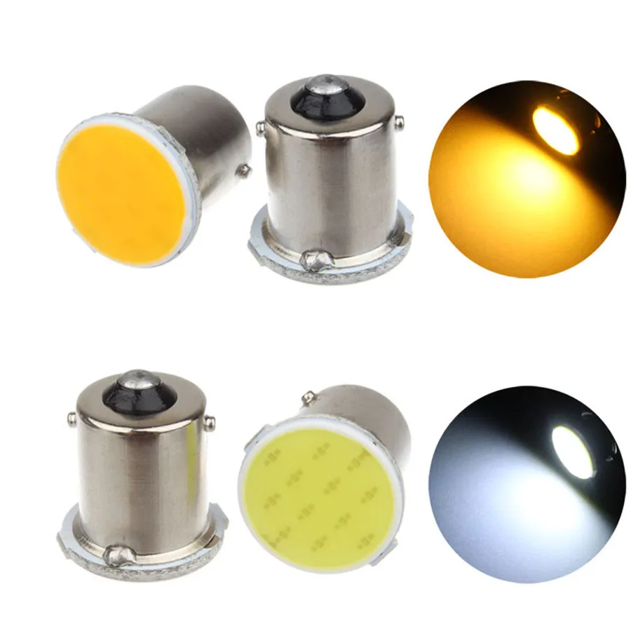 2x супер яркий S25 1156 led COB 12 SMD 1156 BA15S P21W автомобильные сигнальные светодиодные фонари заднего хода Белый Желтый 12V авто светодиод