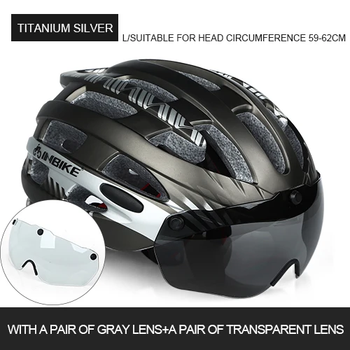 Ti SilverL 2 lens INBIKE велосипедный шлем с очками сверхлегкий MTB велосипедный шлем для мужчин и женщин для горной дороги женские casco специальные велосипедные шлемы - Цвет: Ti SilverL 2 lens
