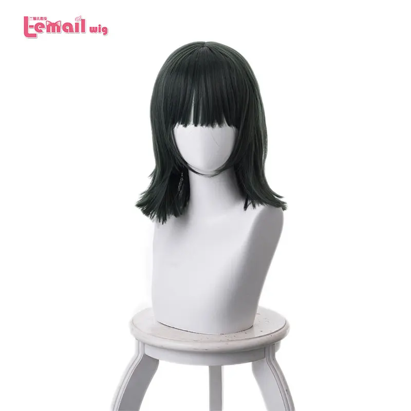 L email парик One Punch Man Fubuki Косплей парики 40 см темно зеленые термостойкие