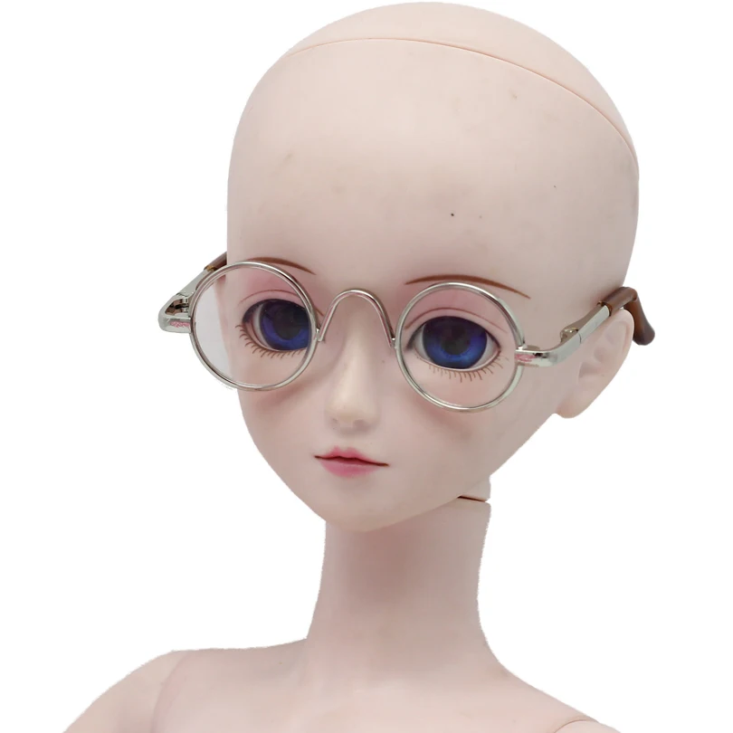 Серебристый BJD 6,5 см круглые очки 1/3 60 см BJD MSD куклы Солнцезащитные очки - Цвет: Серебристый