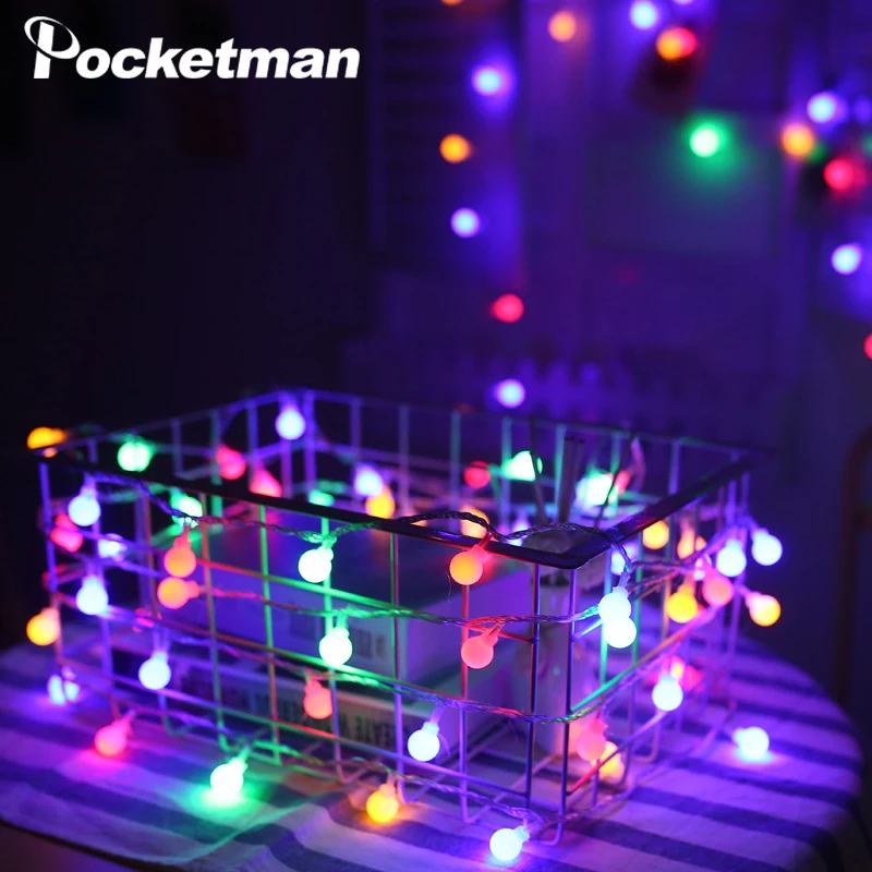 

10M100LED Ball Led String Light RGB 9 color String Light 220V 110V String Light Outdoor Decoration Christmas holiday light