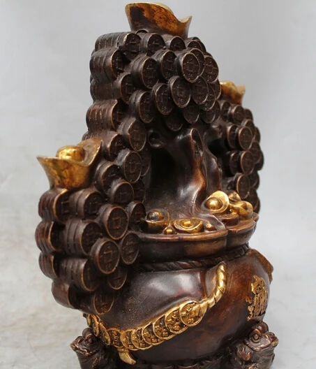xd 002647 8&quot Chinese China Bronze Gild Feng Shui Lion Money Tree Coin Yuanbao Wealth | Дом и сад
